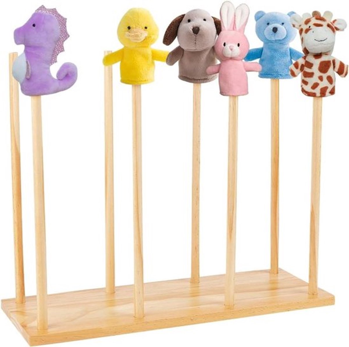 Poppenstandaards - geschikt voor 8 poppen - Witte popdisplay houder - Houten opbergrek - Diy poppen ambachtelijke - Handpoppen opbergrek - Navajo kleur