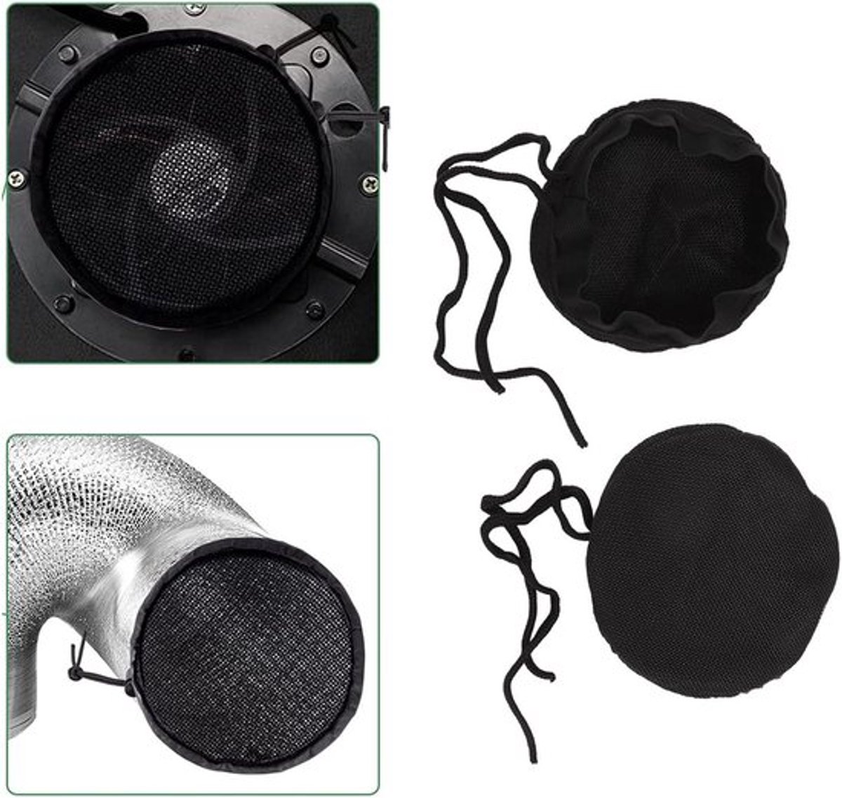 Kweekkapjes met ventilatie en stof-insectenwerend filter - 2 stuks - plantengroei tent - gaasdoek - ventilatierooster - 24 cm/9,4 inch - 14 cm.