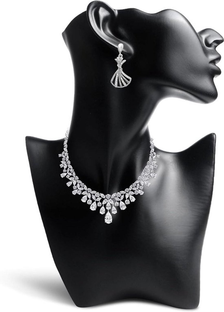 Sieraden Display Buste Standaard voor Halsketting en Oorbellen - Zwart - Opbergstandaard voor Sieraden - Showcase Model Standbeeld