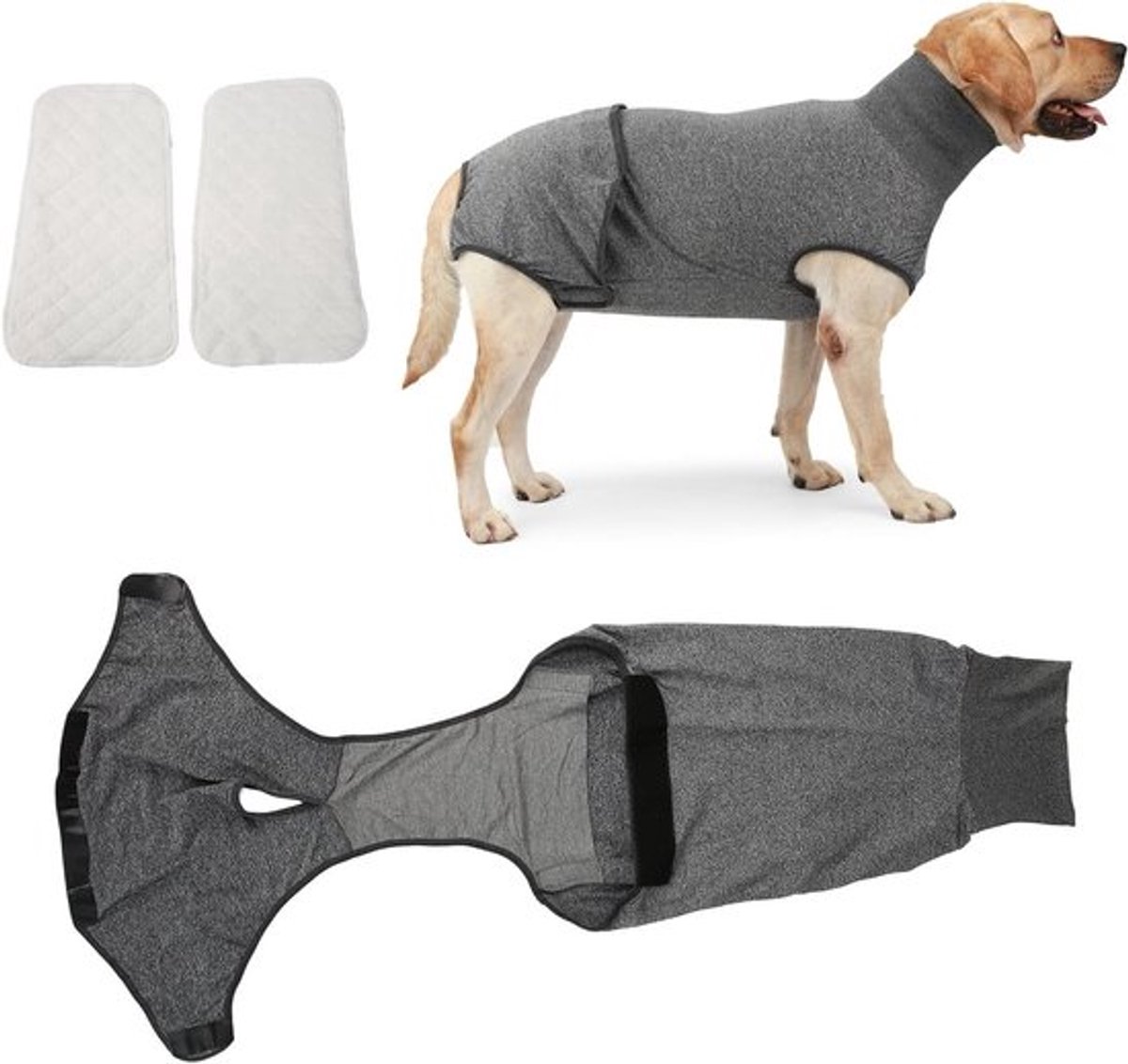 Herbruikbaar hondenherstelpak, volledige lichaamsdiaper voor honden, chirurgisch herstelkostuum en sanitaire onderbroeken (S)