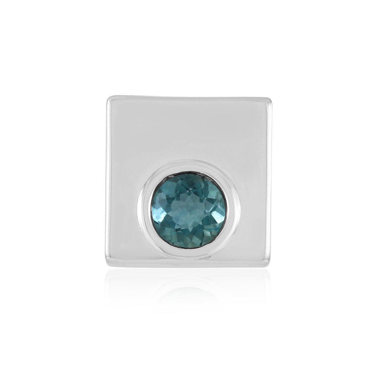 Cavill - Zilveren Hanger 925 Sterling Zilver Geplatineerd - 1,067 ct Petrol Fluoriet - Ronde Edelsteen - Modern Elegant Sieraad