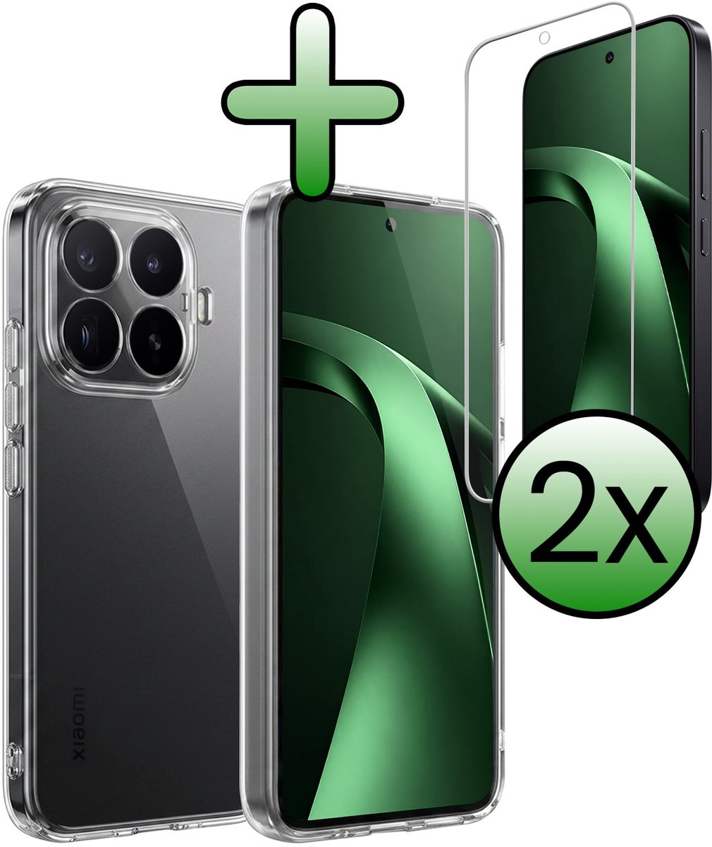 Hoesje Met 2x Screenprotector - Geschikt voor Xiaomi 17T - Sterk & Shockproof - Back Cover - Siliconen Case - Telefoon Hoes - Transparant