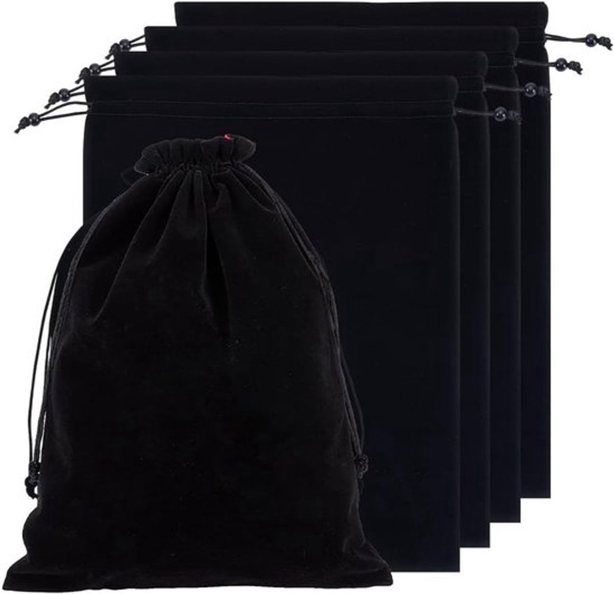 5 Stuks Zwart Fluwelen Pouch Tassen, Trekkoord Sieraden Zakjes Rechthoek Gift Zakken Voor Bruiloft Party Kerst Sieraden Verpakking, 37x28cm