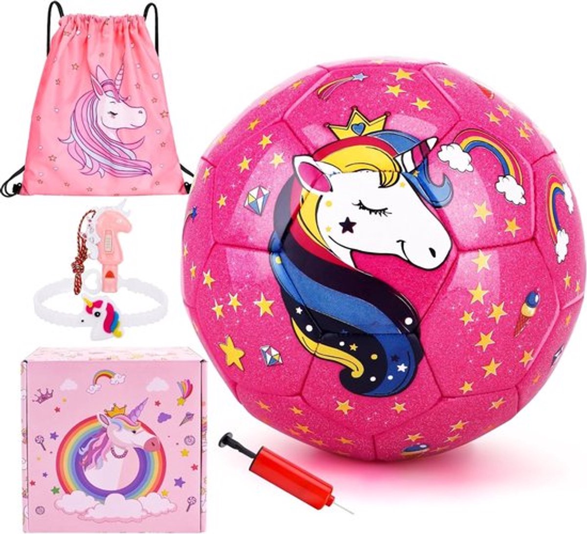 Voetbalset voor Kinderen met Pomp en Trekkoord - Voetbal voor Peuters en Kinderen van 3-12 Jaar - Perfecte Cadeaus voor Kerst, Pasen en Verjaardagen