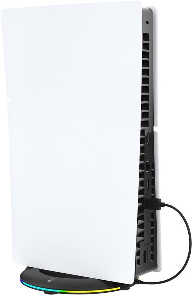 Verticale standaard voor PS5 console met 14 RGB-lampen en antislip pads, ideaal voor gaming en ruimtebesparing