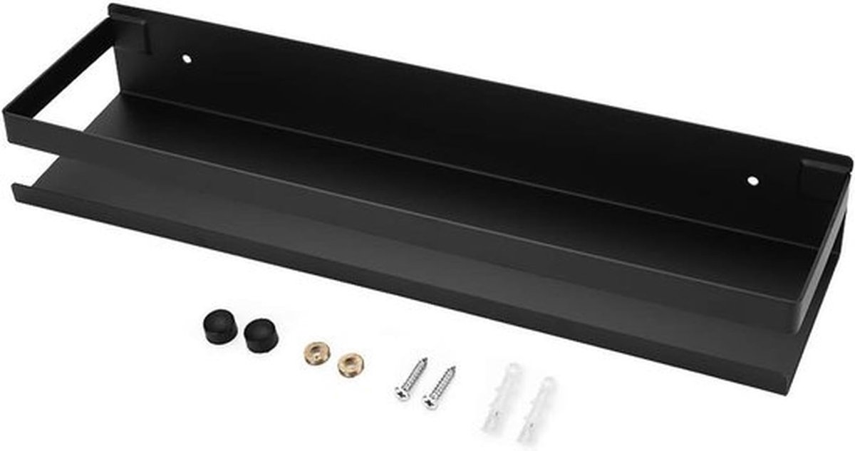 Roestvrijstalen Hoekplank voor Badkamer, Wandgemonteerde Caddy, Opbergrek voor Douche en Keuken, 40 cm, Zwart