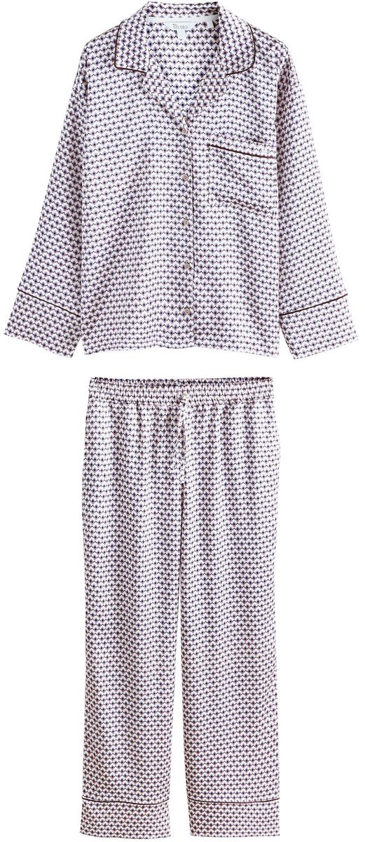 Next - Dames - Studio satijnen pyjama met knoopsluiting - Wit