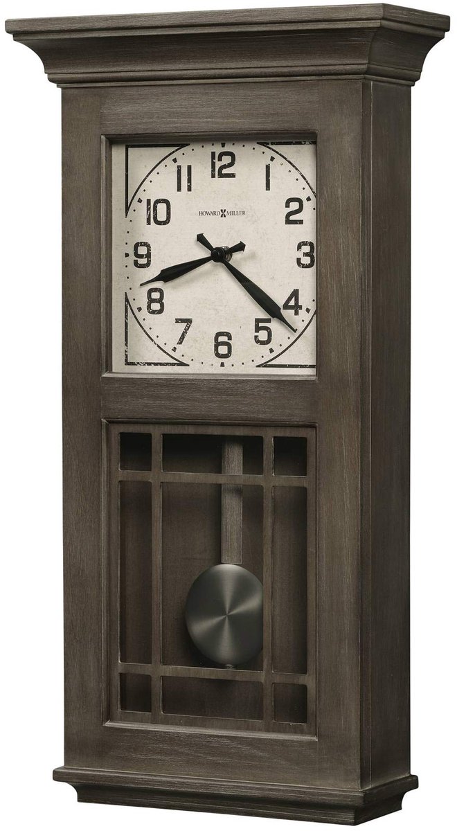 SnelShoppen - Vintage Wandklok - Howard Miller Sanborn II - Aged Boyne Falls Afwerking - Natuurlijk Teruggewonnen Hout - Kwarts Uurwerk - Automatische