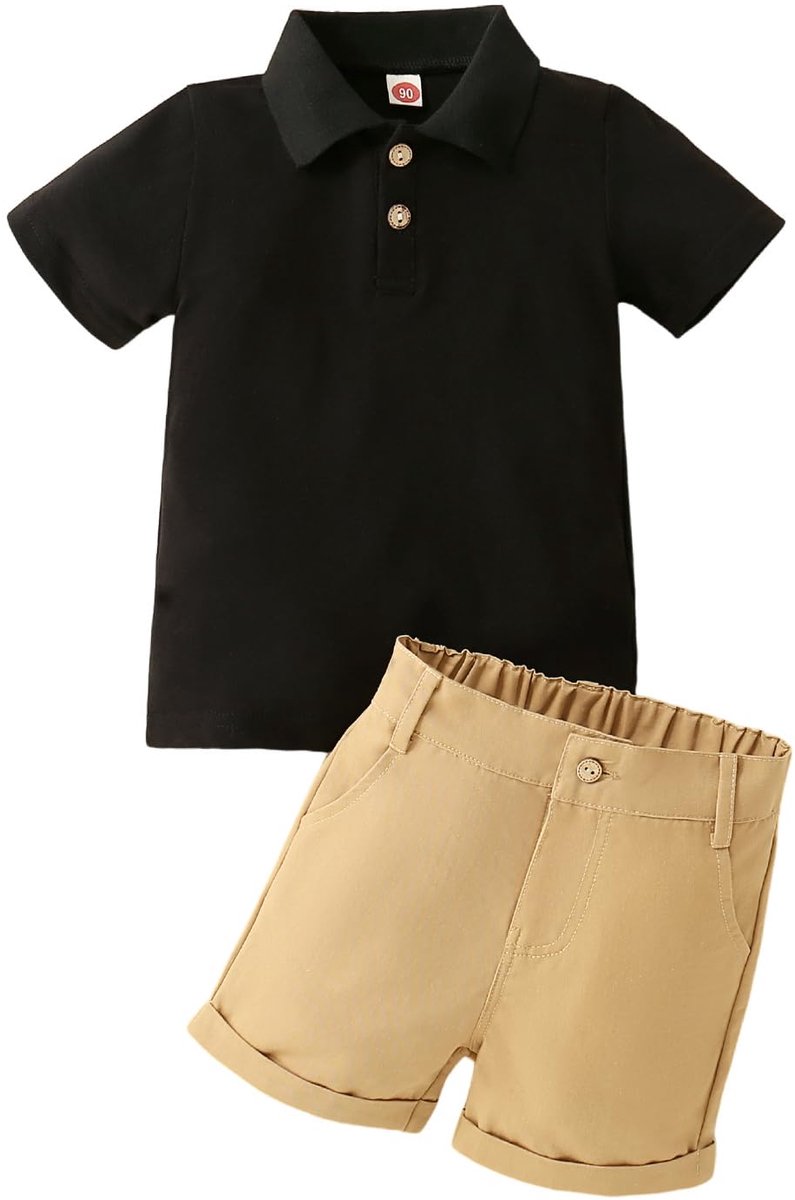 SnelShoppen - Baby Jongen Zomerkleding Outfits Peuter Jongen Polo Korte Mouw Shirt en Elastische Taille Shorts Set 1-6 Jaar - Casual Kleding voor Fees