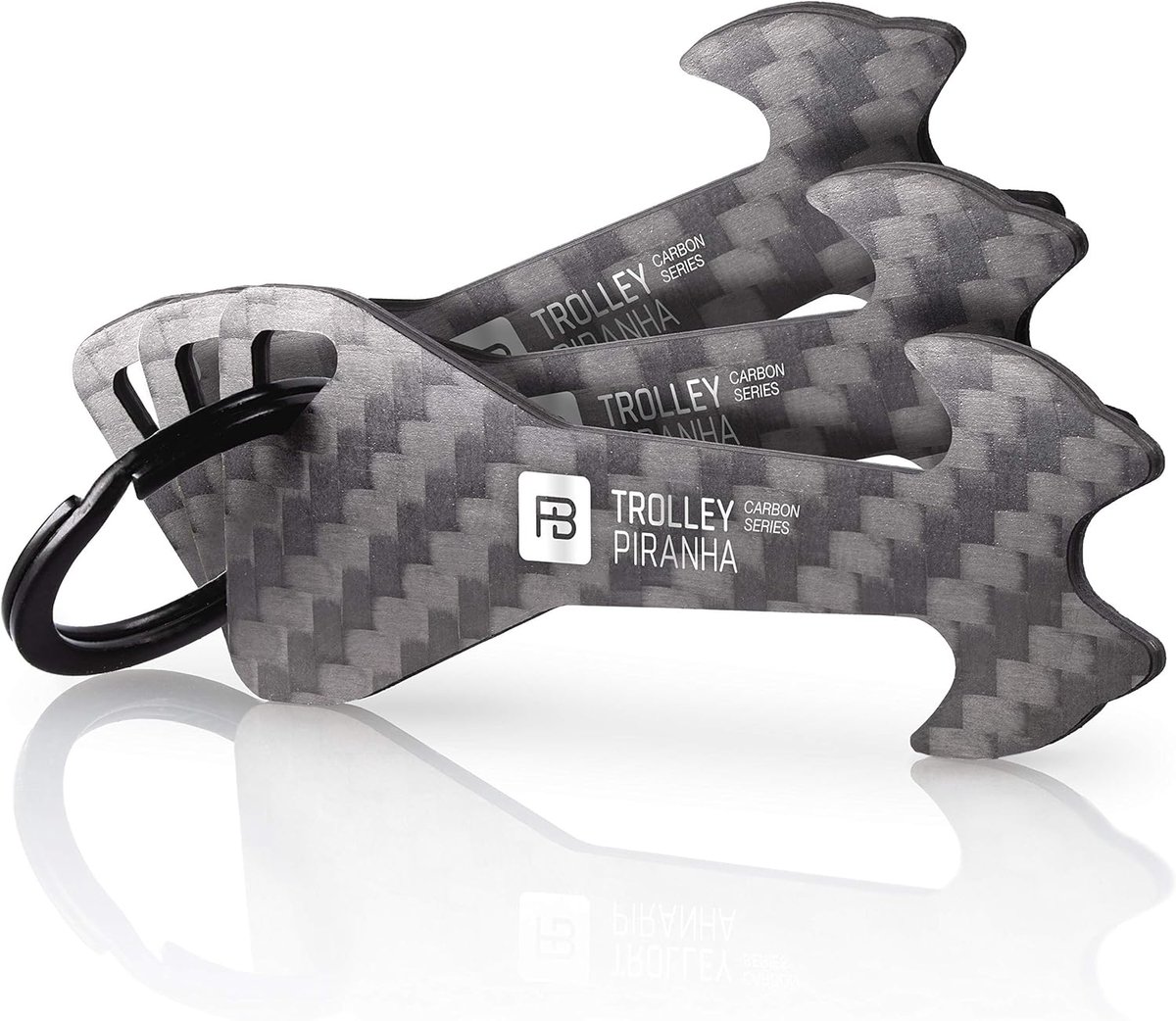 SnelShoppen - Trolley Piranha Boodschappenwagentje van Onbreekbaar Carbon - Inclusief Boodschappenwagen Chip Sleutelhanger - Afneembaar en Stevig - Pe