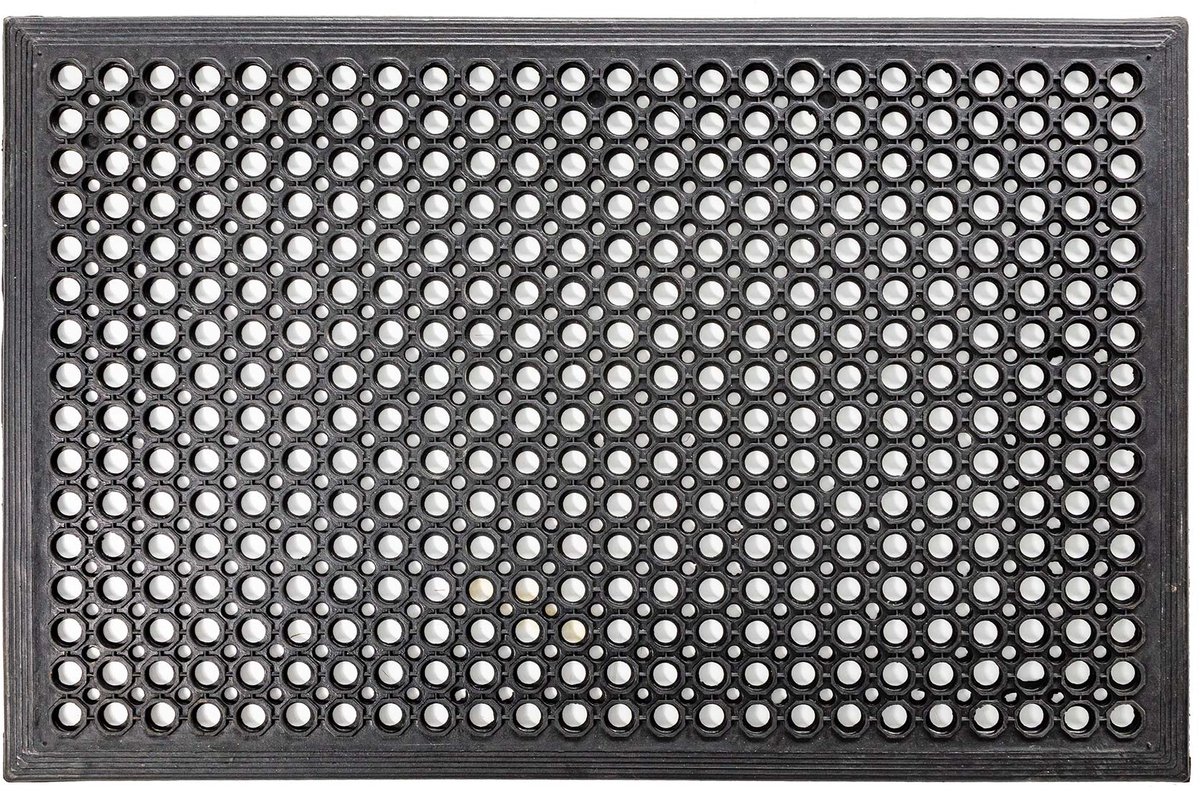 ANRO Rubberen Deurmat Zwart 60x90cm – Ringmat Honingraatmat Antislip Buiten Rubbermat Schoonloopmat