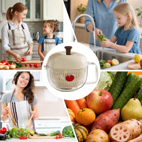 Wasmachine voor groenten en fruit - handslinger wasbak - container voor het wassen van groenten en fruit - voor groenten salades bessen huis keuken land camping picknick - 1 stkus — afbeelding 4