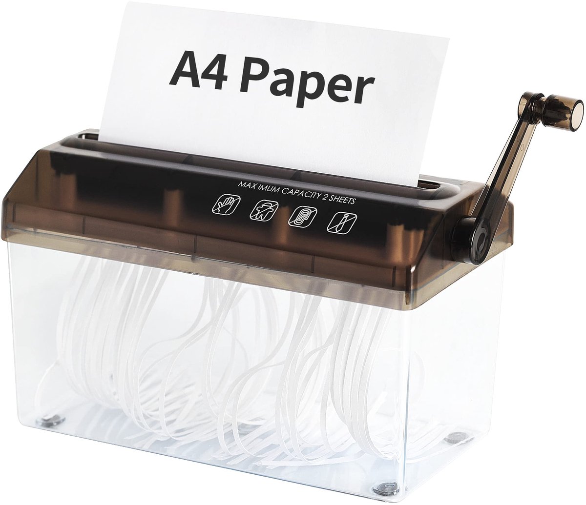 SnelShoppen - Handmatige Versnipperaar A4 Papier Snijgereedschap Draagbare Mini Papiermolen 3L Capaciteit voor Gevouwen A2-bestanden Documenten Bureau