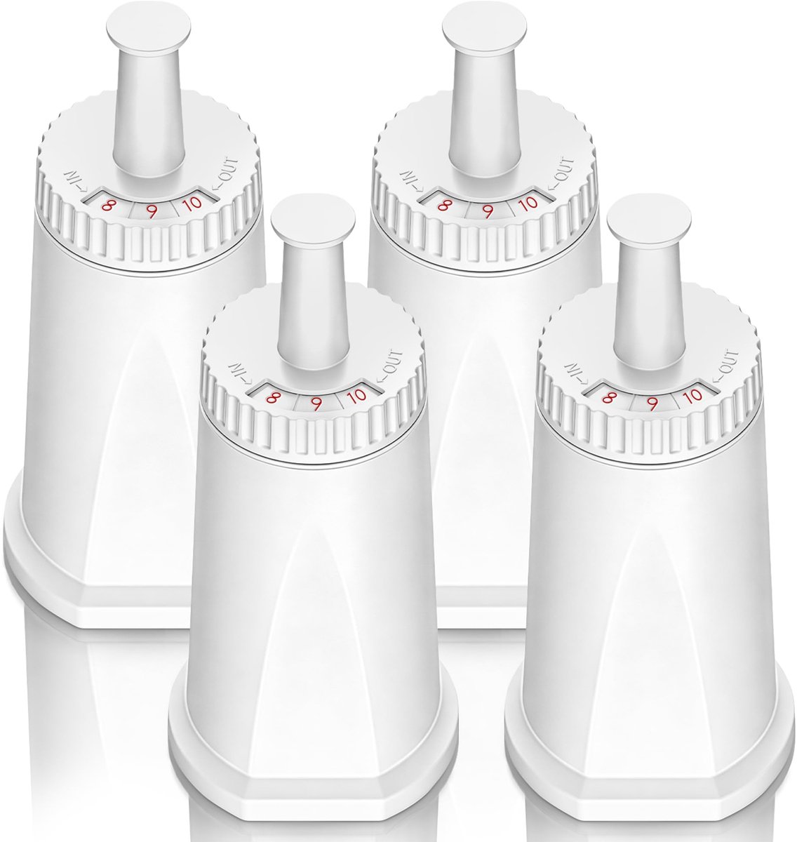 Waterfilter Set van 4 - Geschikt voor Sage & Breville Espresso Koffiemachines - Vervangt ClaroSwiss BES008 / SES008 - Geschikt voor Barista Touch, Pro, Oracle & Dual Boiler - Wit