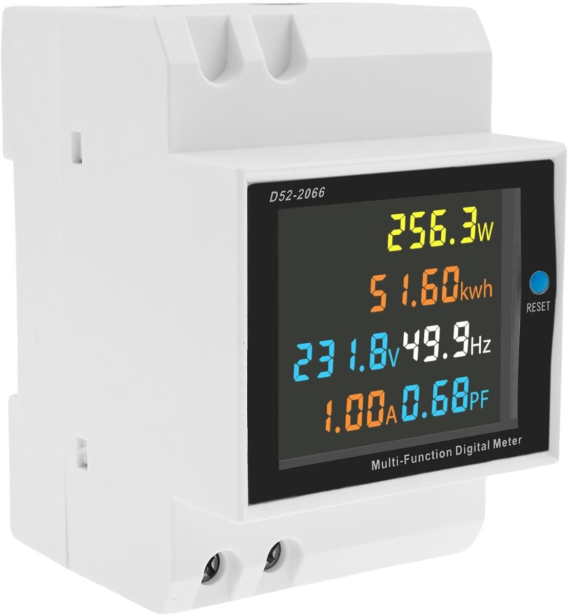 6-in-1 Stroommeter voor DIN Rail - 1 Fase AC 40-300 V, 100 A Meter met Verlicht LCD Scherm, Automatische Gegevensopslag en Energiebeheer voor Huishoudens en Scholen