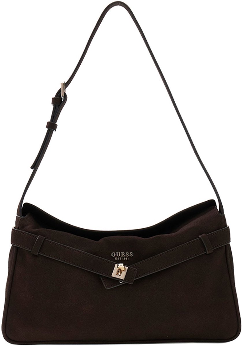 Guess Ella Medium Schoudertas Dames - Imitatiesuede - Bruin