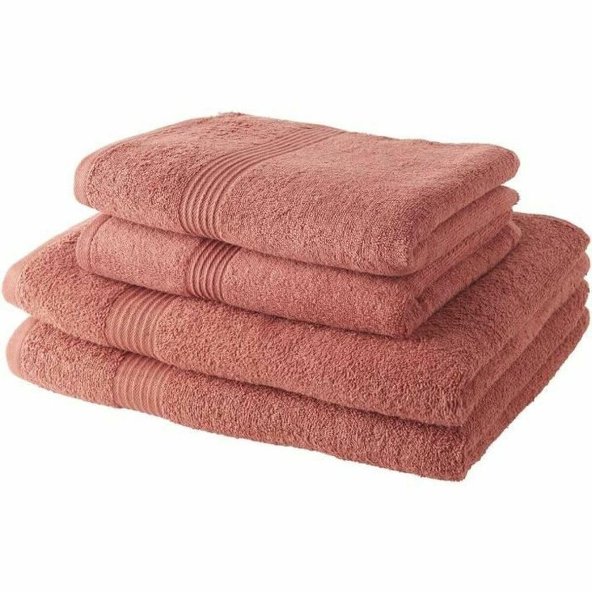 SnelShoppen - Set van 2 handdoeken 50 x 90 cm + 2 badlakens 70 x 130 cm, terracotta, 100% katoen, 450 g/m², perfect voor thuis, sauna, strand, of zwem