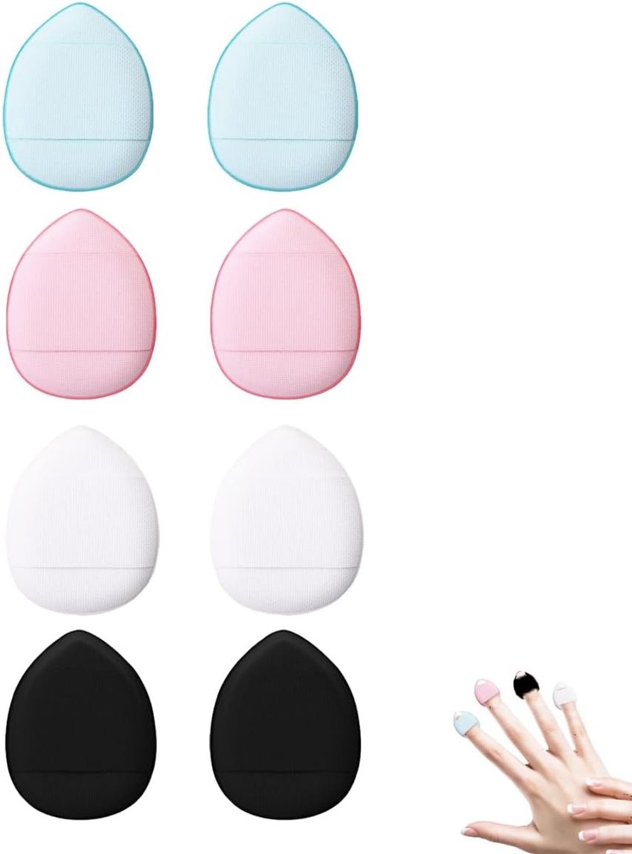 Set van 8 Poeder Squeeze Sponsen, Mini Mixer en Beauty Pads voor Make-up van Gezicht en Ogen, Ideaal voor Vloeibare Foundation, Halloween Kostuum en Festivals