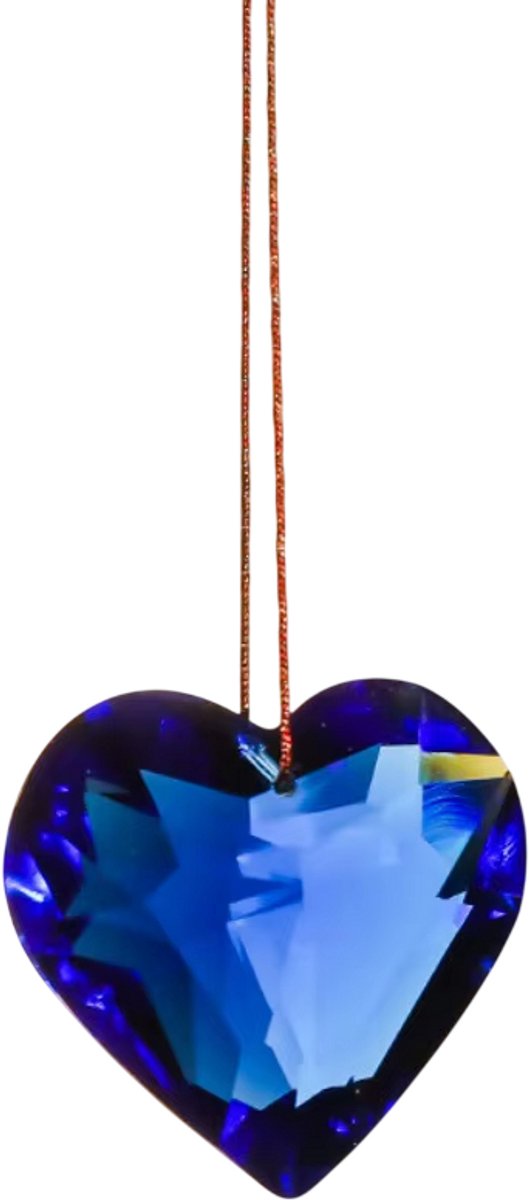 45 mm Hartvormig Kristallen Prisma Hanger – Zonnevanger, Regenboogmaker, Kristallen Windgong, Raamhanger, Suncatcher, Glas Prisma voor Knutselen & Woondecoratie - Blauw