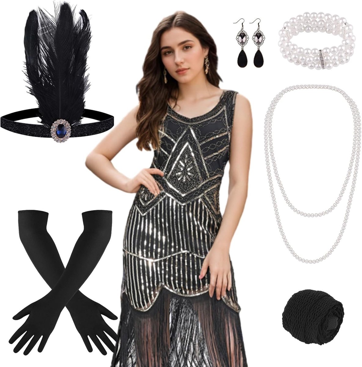 1920s Flapper Jurken met Franje en Pailletten voor Dames | Gatsby Stijl en Roaring 20s Kostuums | Perfect voor Feestjes en Themed Events