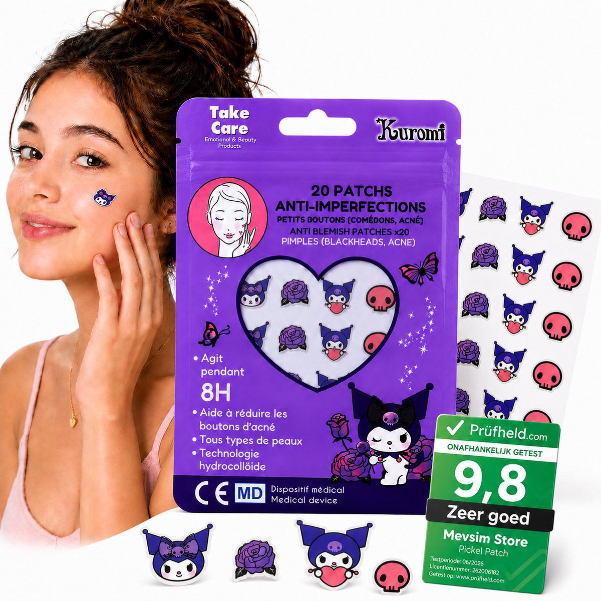 Kuromi Pimple Patch - Acne Patch - Pleister - Puistjes Pleister - Verwijdert Mee-eters - Sticker - 20 stuks