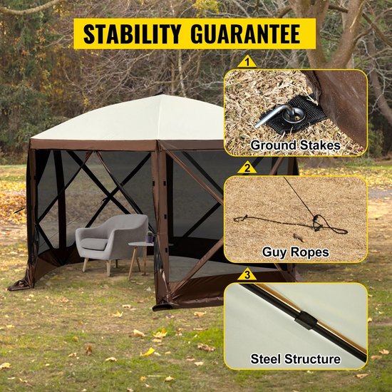 Loushops - Tent - Pop up tent - Tarp - Luifel - 6 Zijdig - Zonnenscherm - Weerbestendig - Insect dicht - 305 x 305 x 229 cm — afbeelding 3