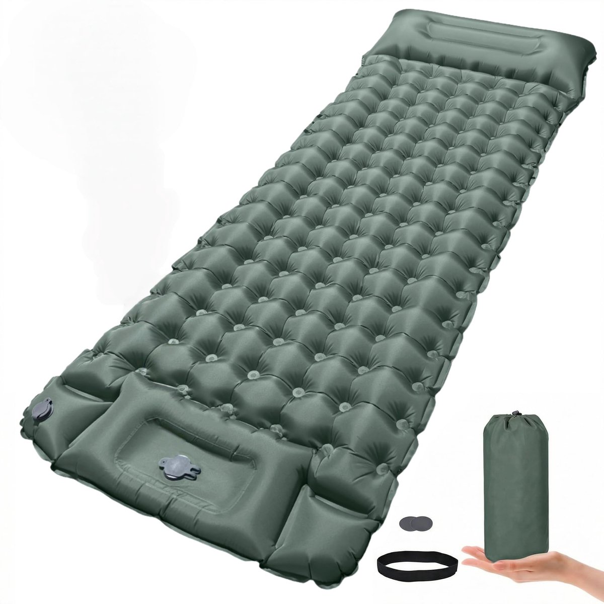 SnelShoppen - QUXV Opblaasbare Campingmat Slaapmat Ultralicht Met Kussen En Voetpomp Compacte Lichte Slaapmat Voor Camping Rugzakreizen Wandelen Reize