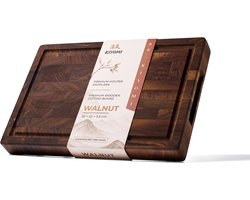 Kiyomi Houten Snijplank van Amerikaans Walnotenhout – Professioneel Hakblok van Kopshout (End Grain) met Sapgeul, Handgrepen & Anti-slip – 32 x 22 x 3,5 cm