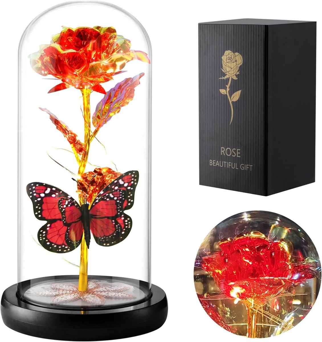 Moederdagcadeau met Vlinders en LED Verlichting, Bloemen voor Vrouwen en Moeders