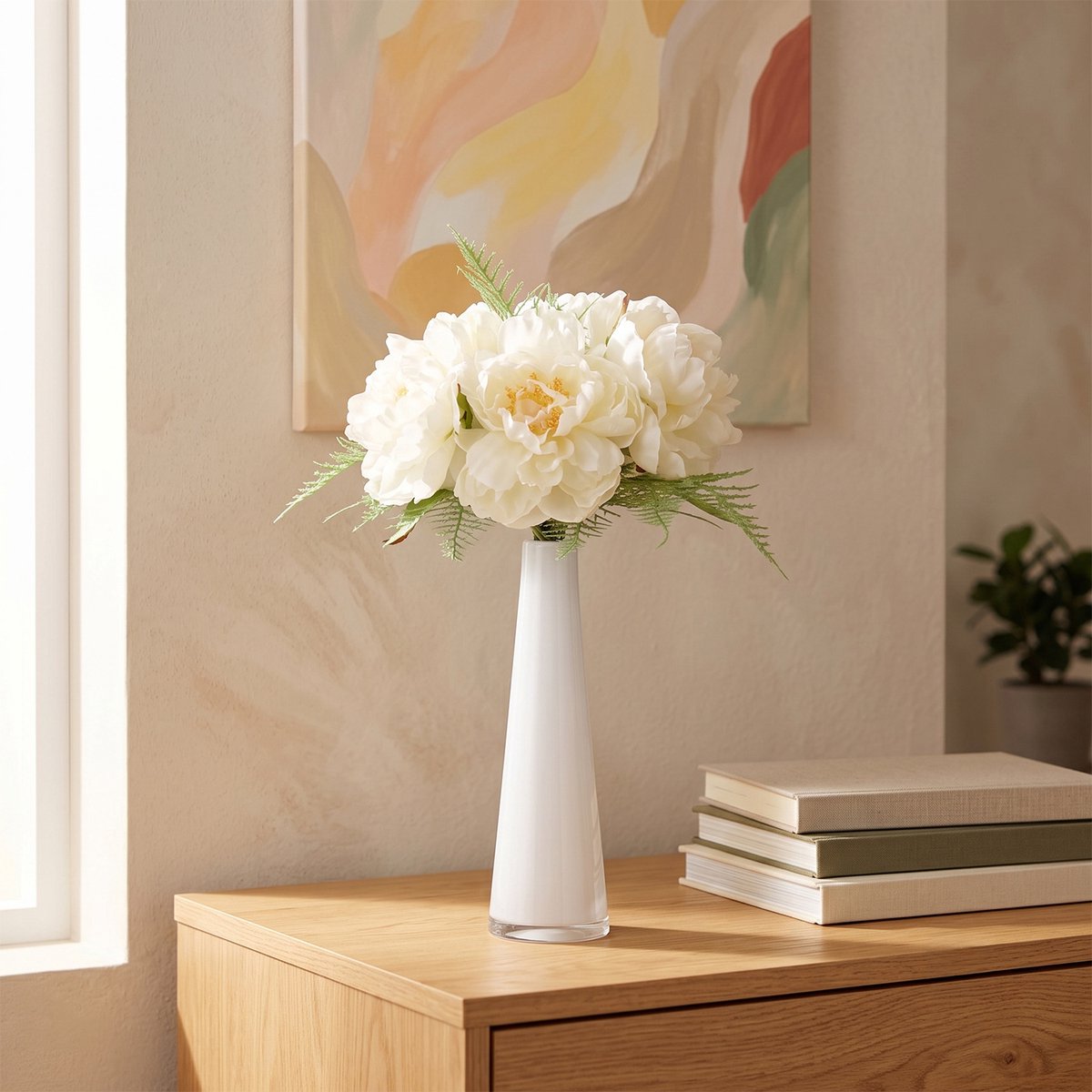 Kunst pioenrozen boeket Nomi Marbella Crème 40cm