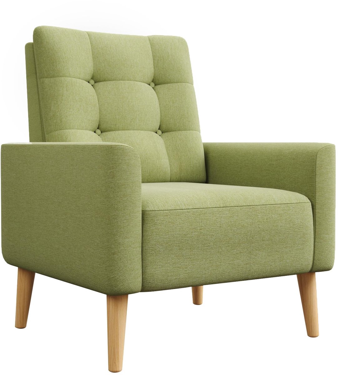 SnelShoppen - Fauteuil Sofa Massief Houten Benen Moderne Badstoel Groen 72x72x81 cm voor Slaapkamer Woonkamer Balkon Kantoor