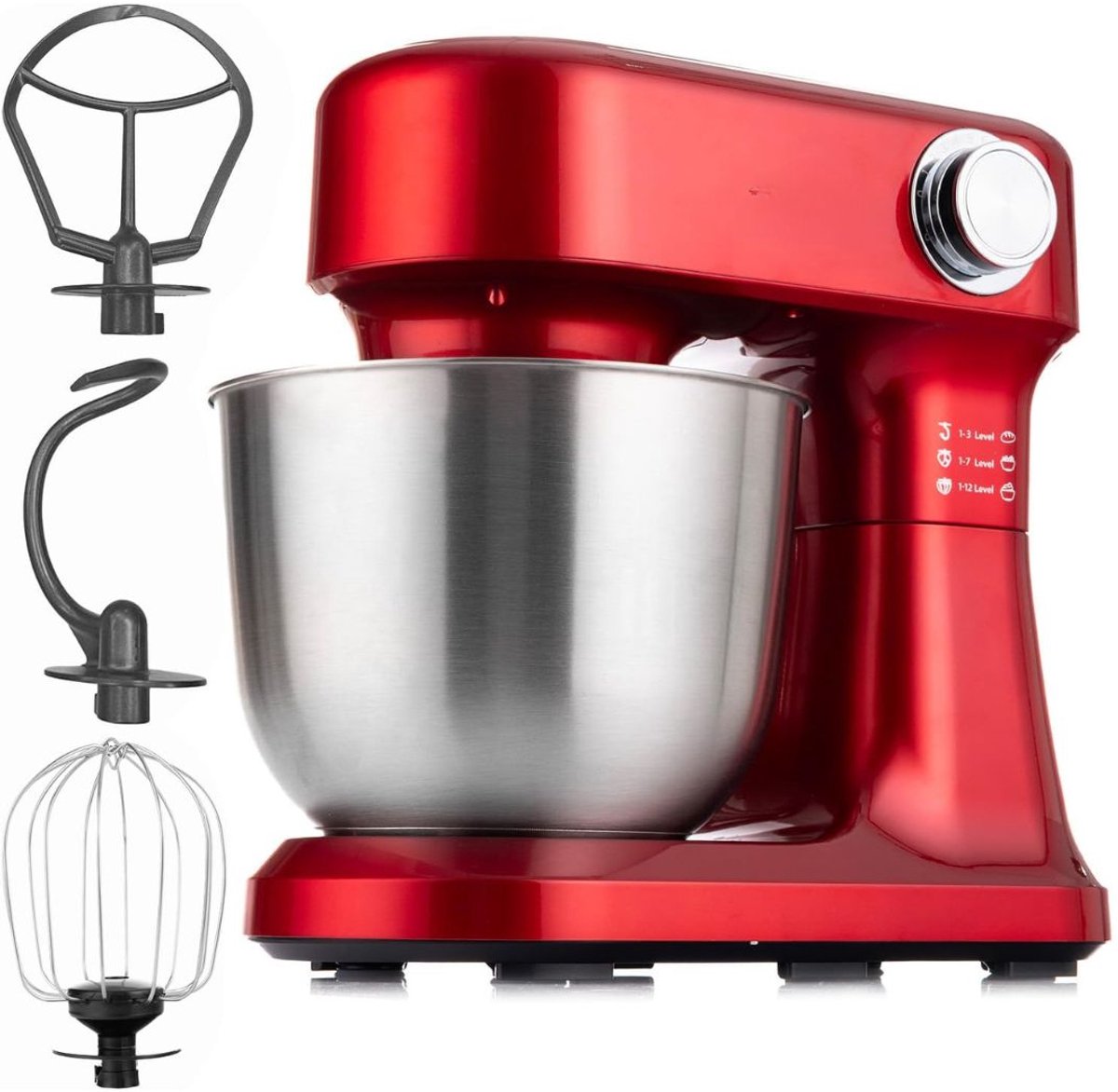 SP® Deegmachine - Kneedmachine - Mixer met Kneedhaak - Rood - 23cm x 34cm x 36cm
