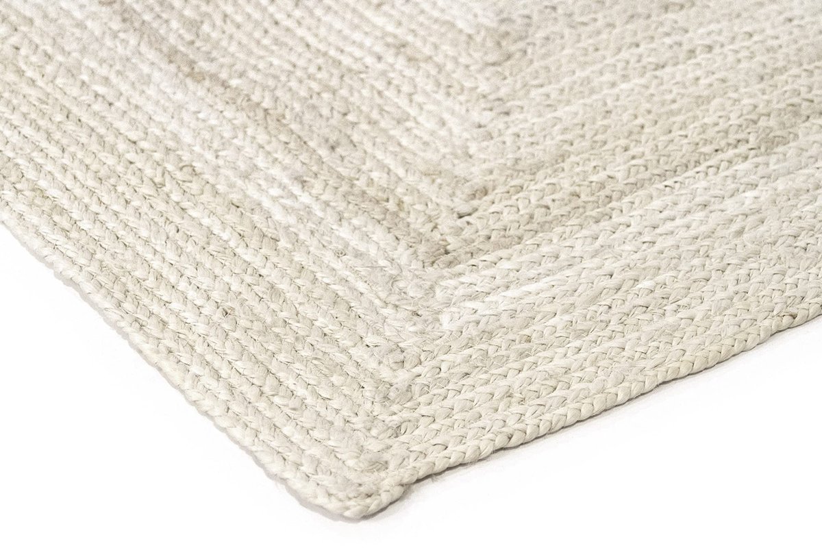 SnelShoppen - Alhambra Half Wit Tapijt van Jute - 100% Natuurlijk Handgeweven Tapijt - 170x120cm - Perfect voor Woonkamer, Slaapkamer, Eetkamer, Gang,