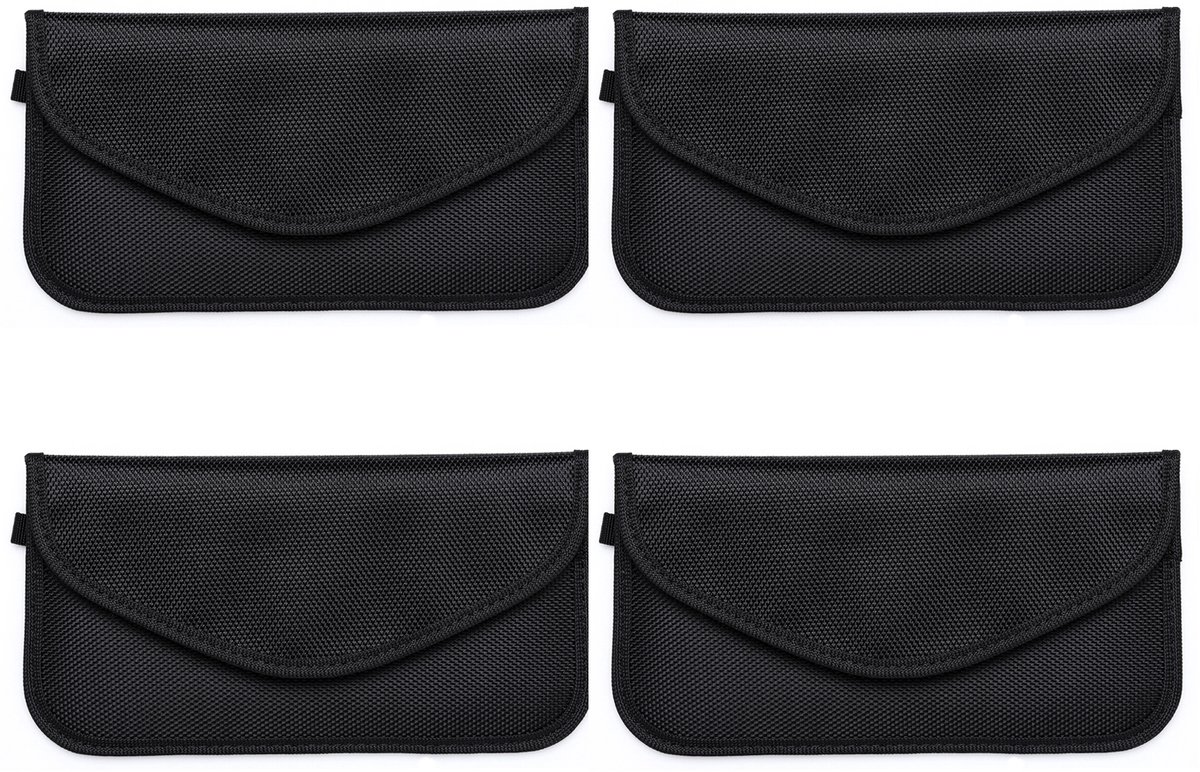 Antidiefstal RFID-beschermhoesjes voor autosleutels - 4-pack - Tasje met RFID-afscherming voor mobiele telefoons - Antidiefstal tasje voor creditcards met RFID-afscherming - Zwart