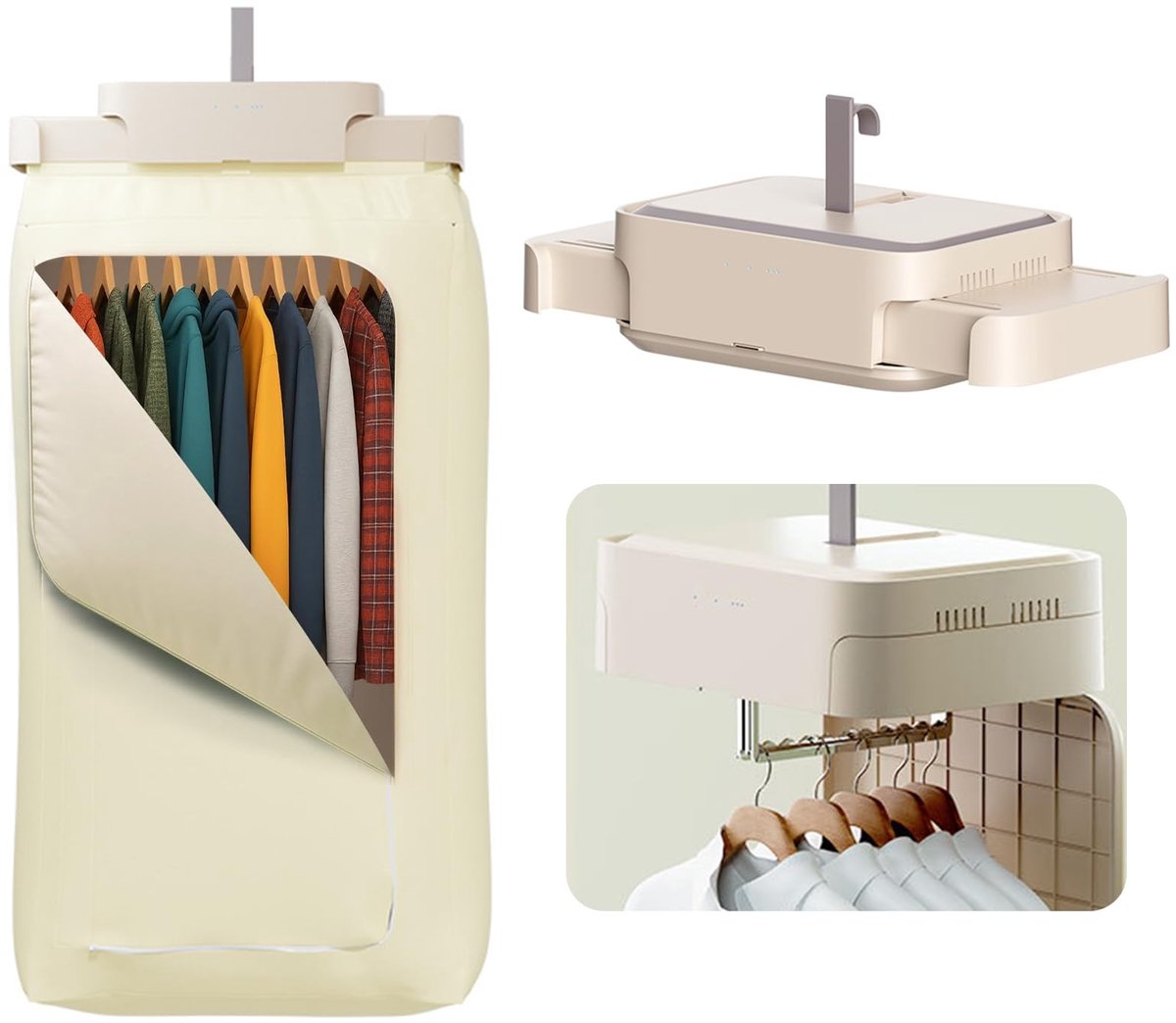 SnelShoppen - Mini Droger met Timer en Afstandsbediening, Uittrekbare Wasdroger met UV Sterilisatiefunctie voor Reizen, Appartementen en Slaapzalen