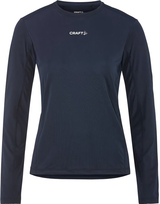Donkerblauw Craft sportshirt met lange mouwen voor dames. Logo op de borst.