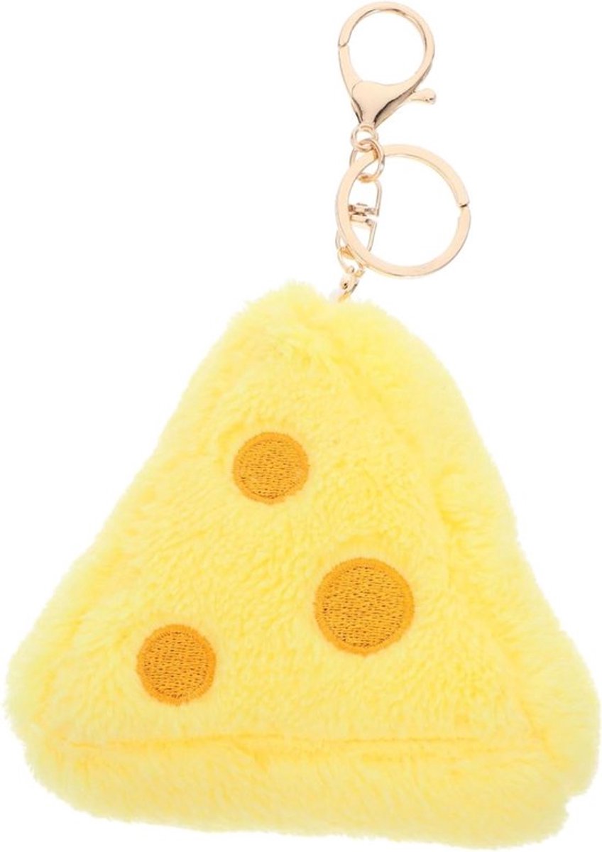 Kawaii Pluche Kaas Sleutelhanger - Schattige Rugzak Hanger, Zachte Gevoerde Sleutelhanger voor Tassen en Portemonnees, Fuzzy Voedselaccessoire