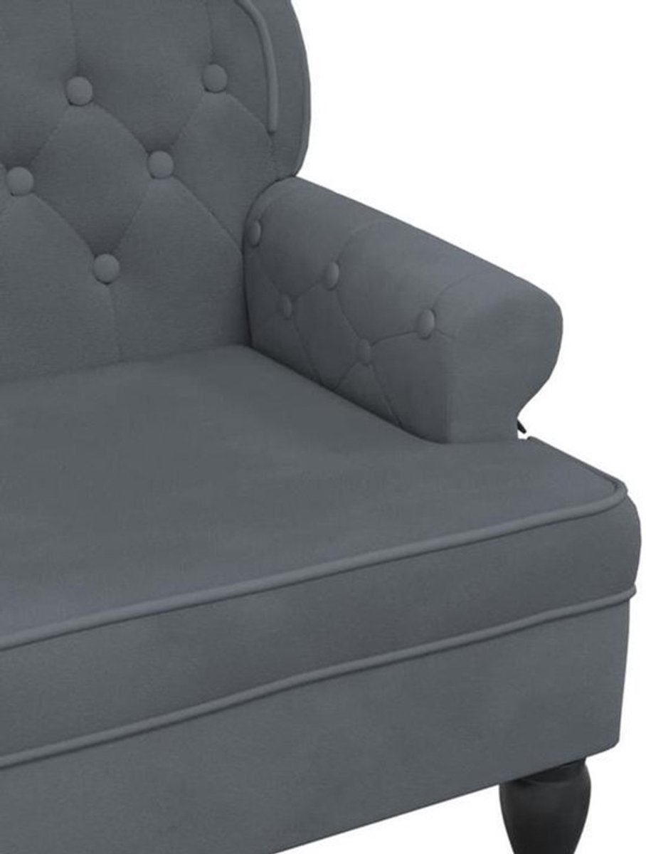 Bank – Sofa – Zitbank – Tweezitsbank – Loungebank – Donkergrijs – Velvet Bekleding – Stevi