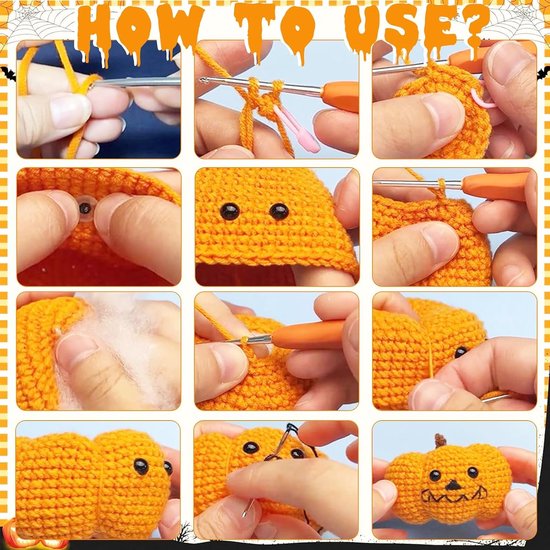 Complete Haakset voor Beginners met Pompoen Thema - Haaknaalden, Wol en DIY Handleiding voor Creatieve Projecten — afbeelding 2