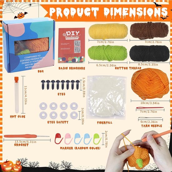 Complete Haakset voor Beginners met Pompoen Thema - Haaknaalden, Wol en DIY Handleiding voor Creatieve Projecten — afbeelding 5