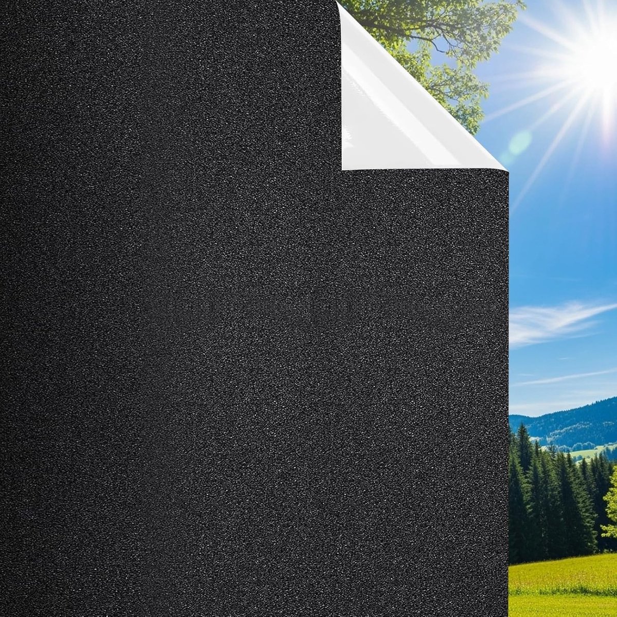 Zwart Opaque Privacyfolie voor Ramen - Zelfklevende Blackout Film voor Glasdeuren, UV-bescherming en Verduistering (60 x 200 cm)
