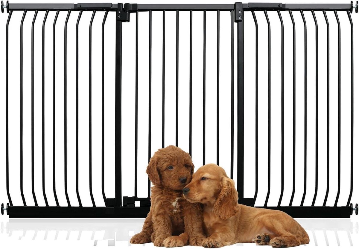 Huisdierenhek - Dierenhekje - Veiligheid Huis - Klembevestiging Zonder Boren - 197-206cm - Mat Zwart