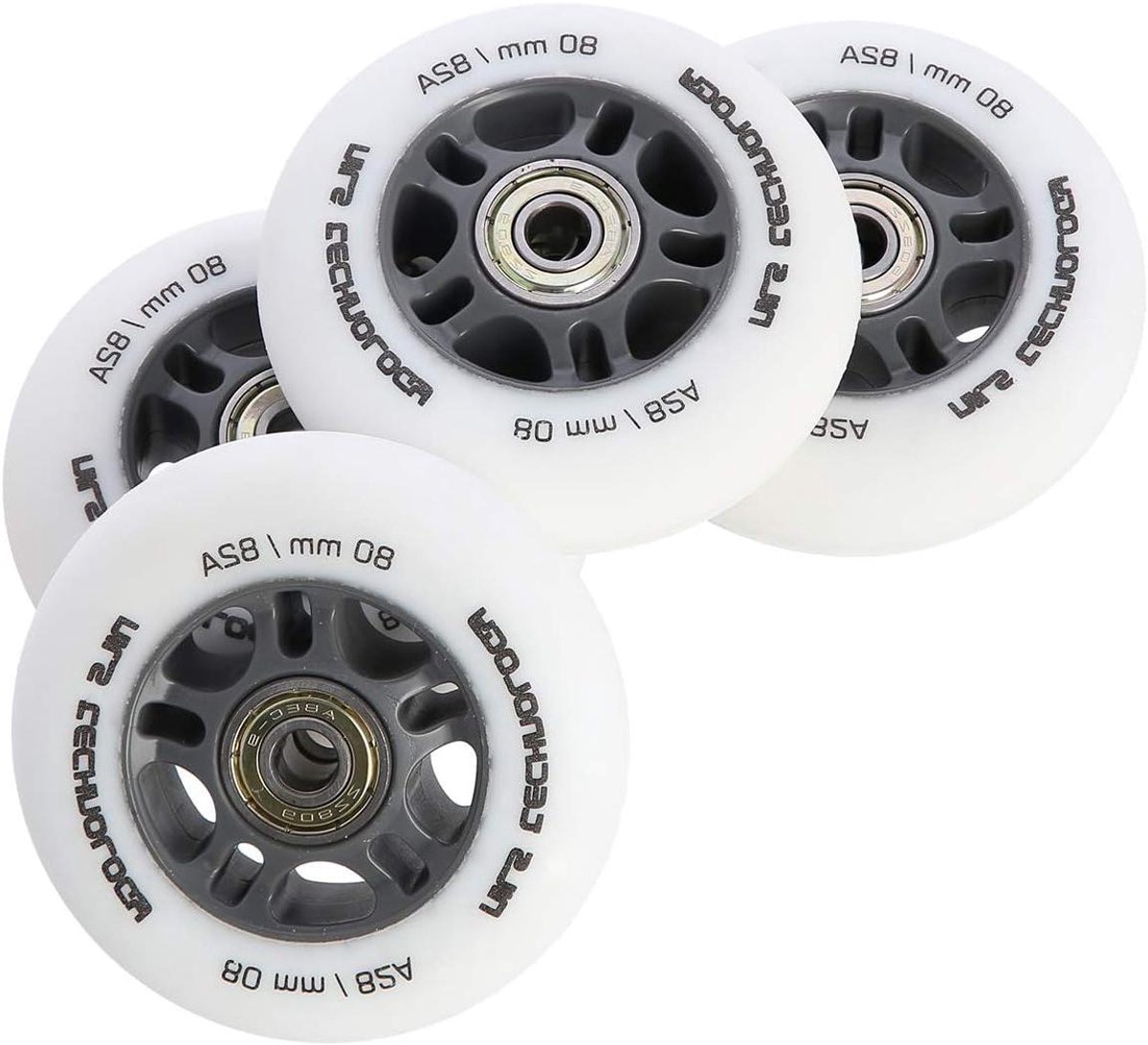 Skeelerwielen met lagers Rolschaatsonderdelen Sport en vrije tijd Hoge grip PU 70×24 mm Mat Zwart