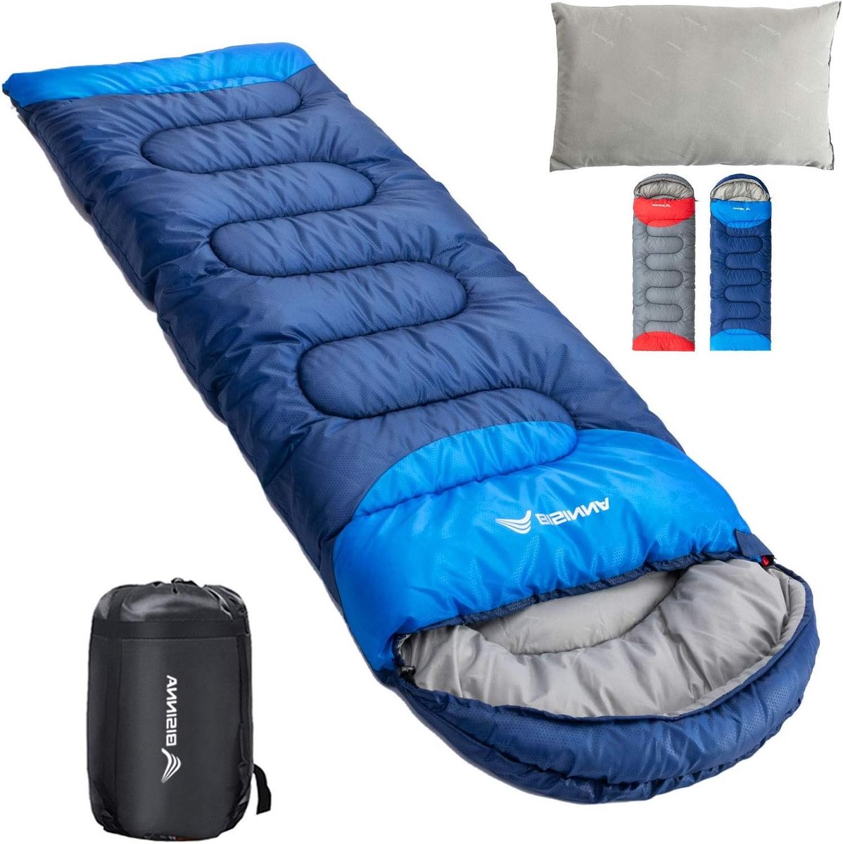 Slaapzak met kussen - Kampeerzak - Buiten slapen - Waterdicht en warm - Alle seizoenen - Blauw