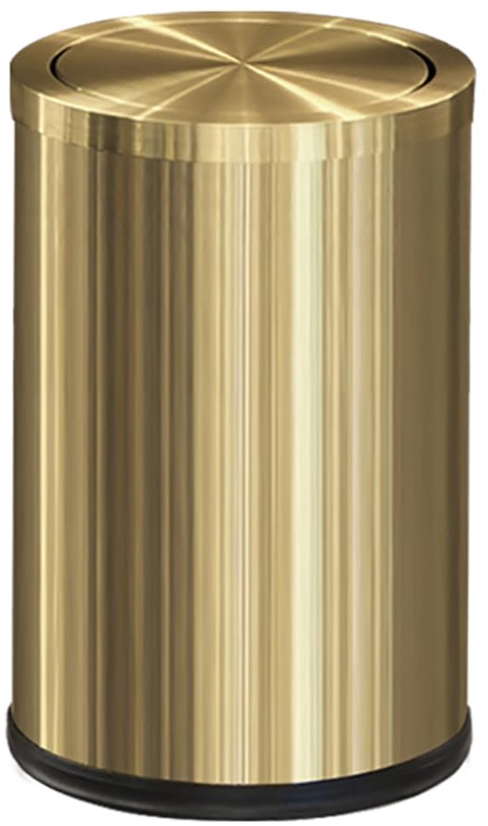 SnelShoppen - Kleine prullenbak met klapdeksel, roestvrij staal, 9 liter, vuilnisbak voor badkamer, keuken, woonkamer, metallic goud, stijlvol en mode