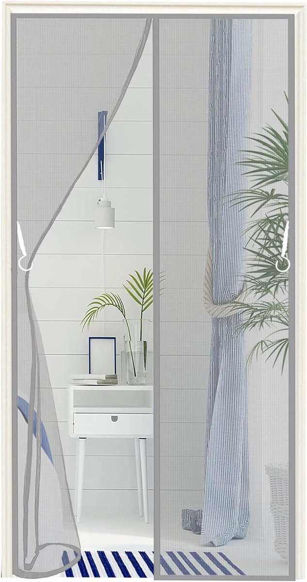 Gaas hordeur - Insectenhor - Buitenlucht binnen - Automatische sluiting - 180x260cm - Grijs