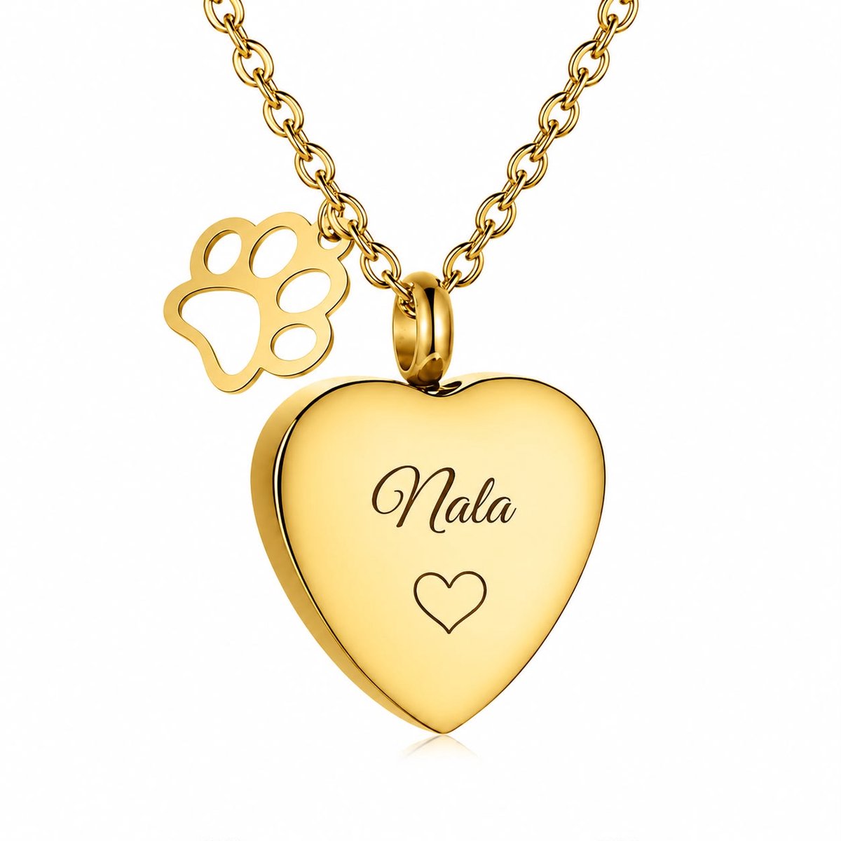 Ashanger Hart Hondenpoot | Ashanger hond graveren | Ashanger hart inclusief graveren | Goud | Herdenkingssieraad Hart Hondenpoot | Ashanger graveren | Petshop Seven