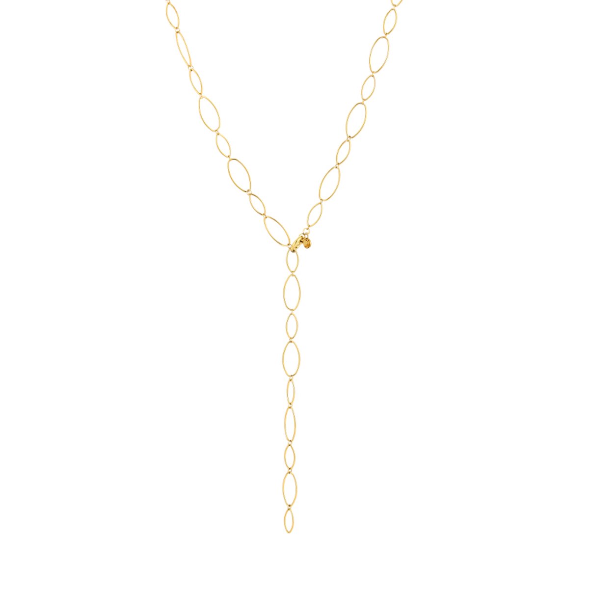 Luxe Y-Ketting Stainless Steel - Elegante Lange Schakelketting met Ovale Schakels - Chique Dames Sieraad - Goud