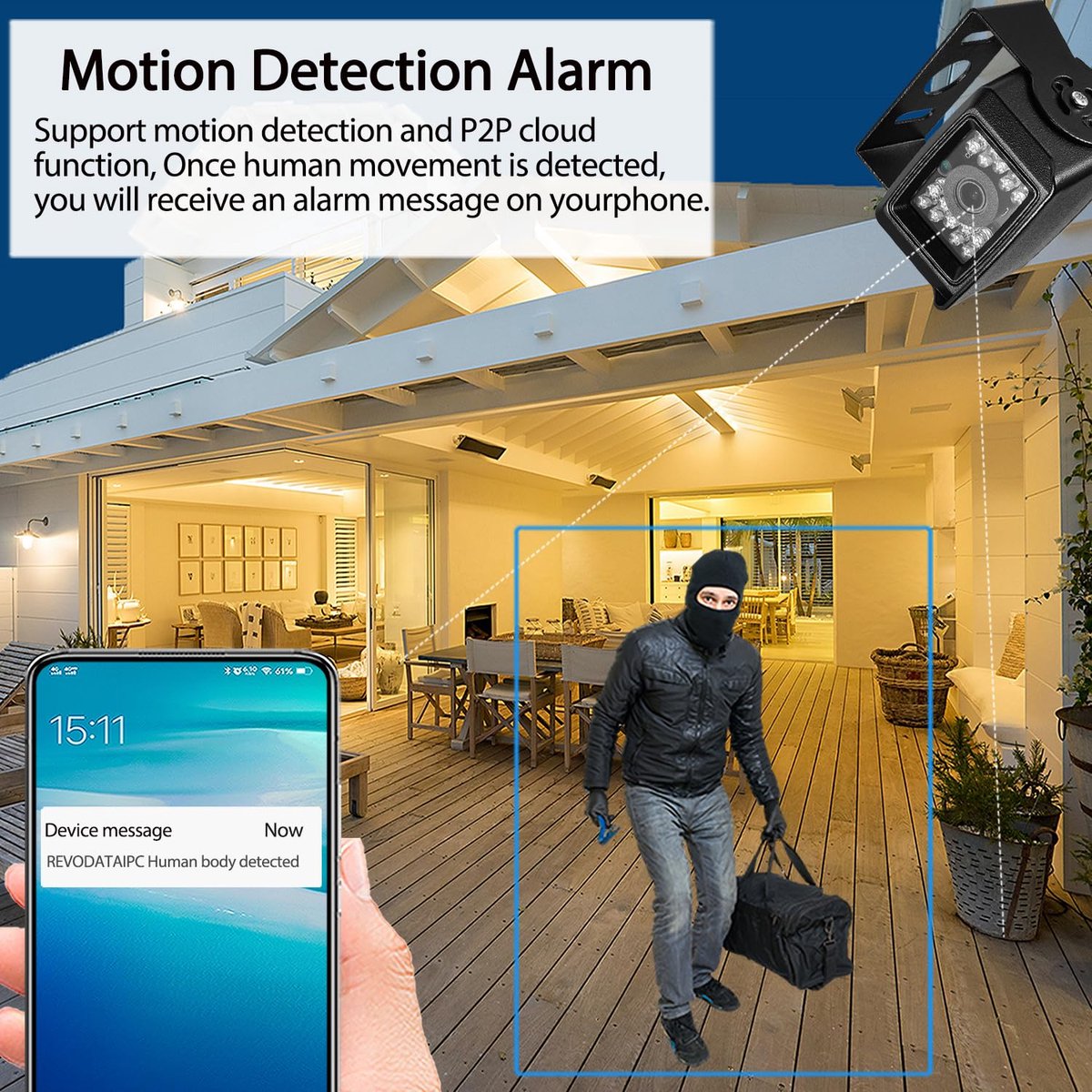 SnelShoppen - 5MP Mini POE IP-camera met 18 LED's, 10M IR nachtzicht, IP65 waterdicht, 3,6 mm lens voor binnen en buiten, H.265 bewegingsdetectie, com