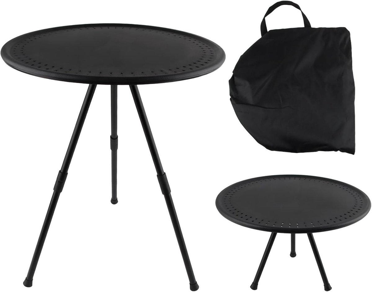 SnelShoppen - Opvouwbare Campingtafel Mini 38 cm - Inklapbare Picknicktafel - Draagbare, Ultralichte Tuintafel - Weerbestendig Rond voor Stranden, Tui